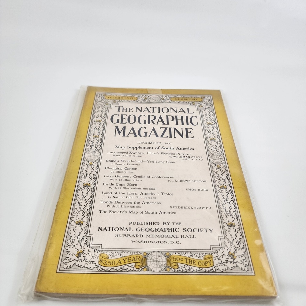 National Geographic Magazine December‎ 1937 No  Insert